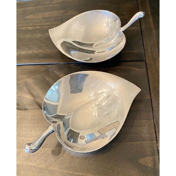 Vintage F. B. Rogers Silver Co. 1883 Silver Plate Leaf Shaped Footed Dishes-2 - Picture 3 of 11